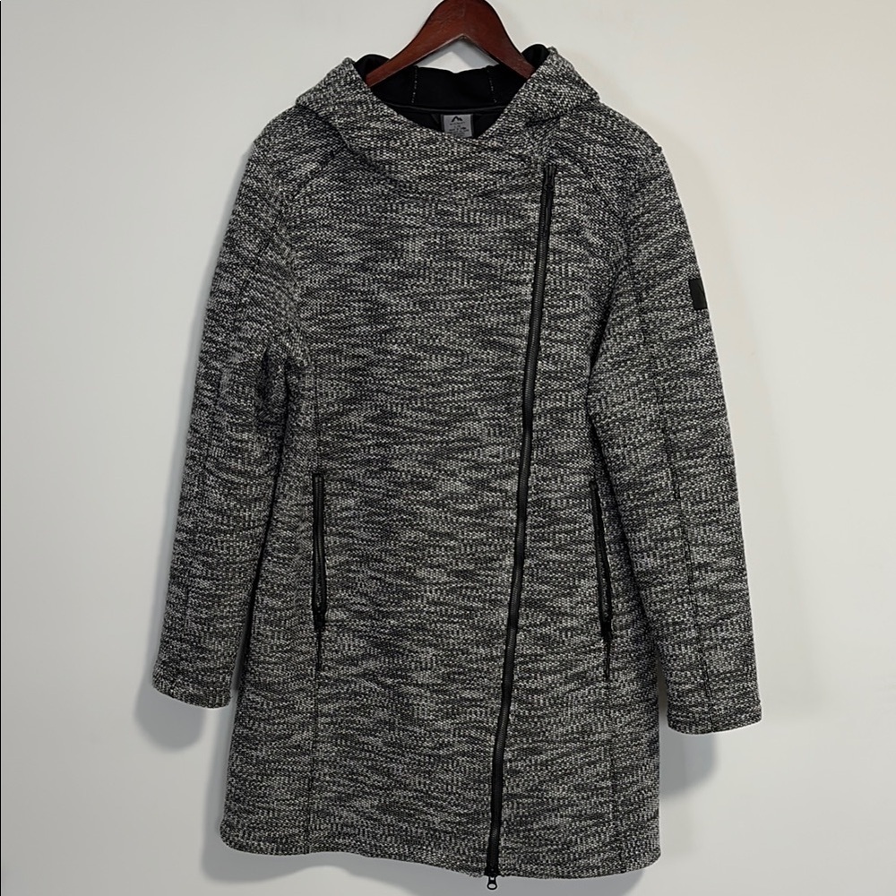 McKinley Valetta Asymmetrical Jacket with Hood Black and White Large